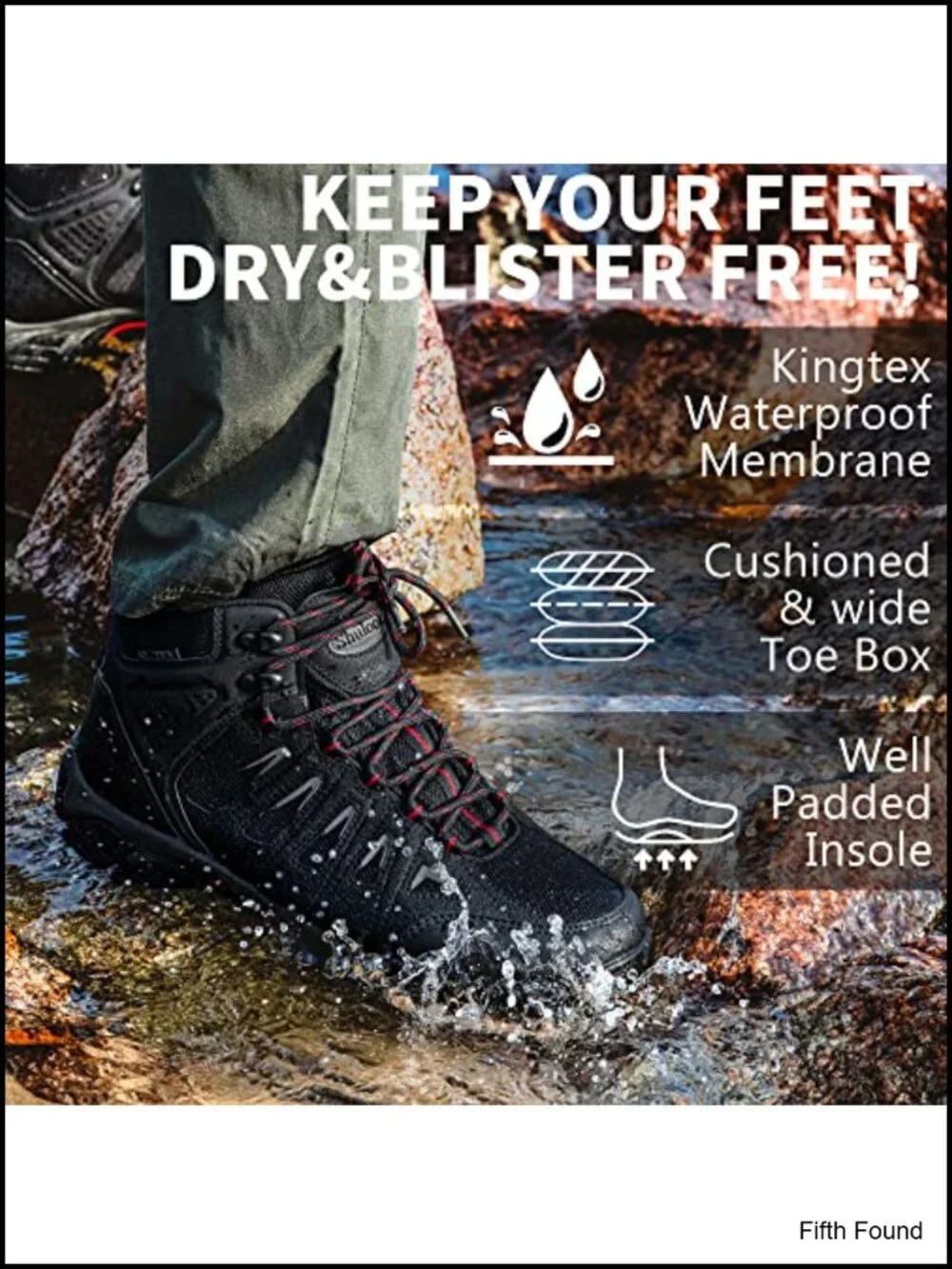 Men's Waterproof Hiking Boots Non-Slip Lightweight Mid Top Ankle Boot